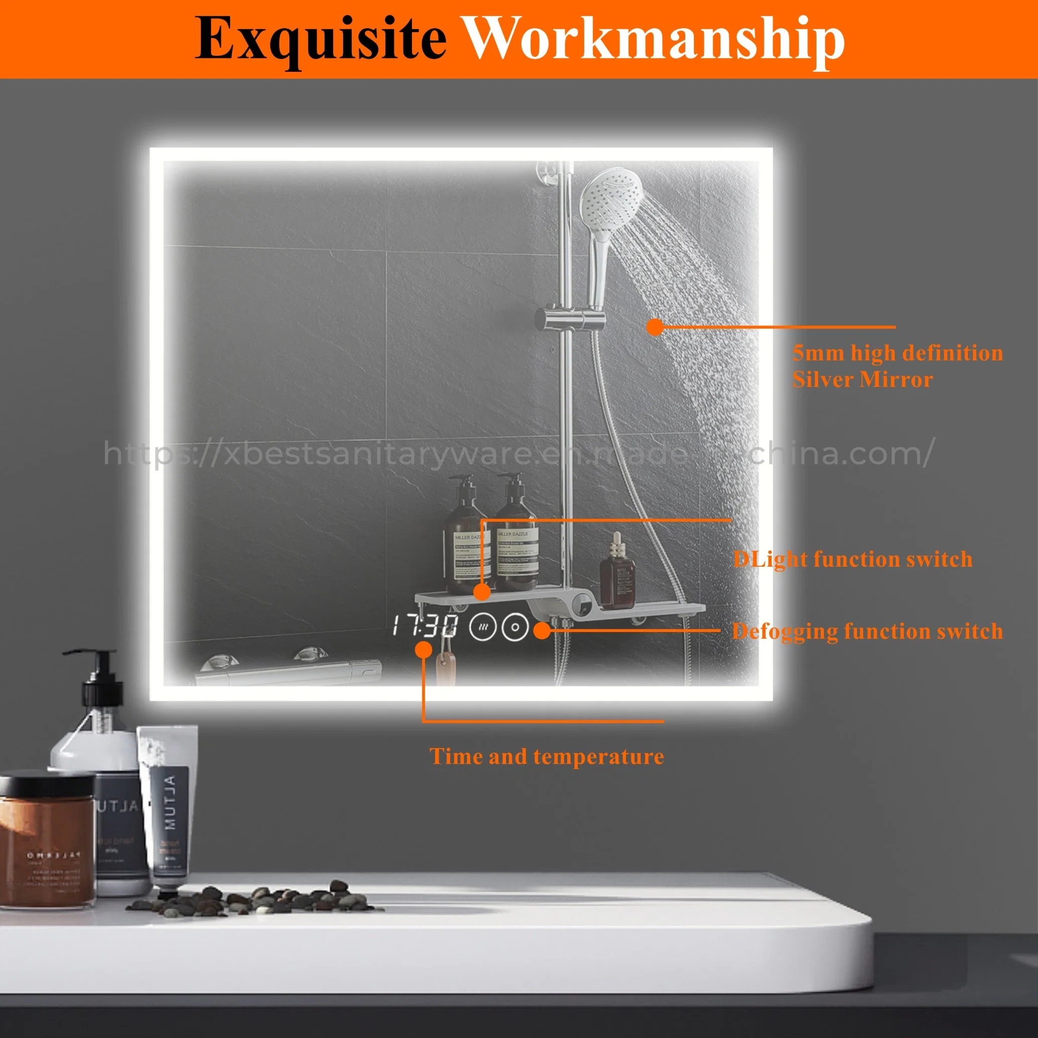 Bathroom LED Wall Mirror Touch Sensor Mirrorand