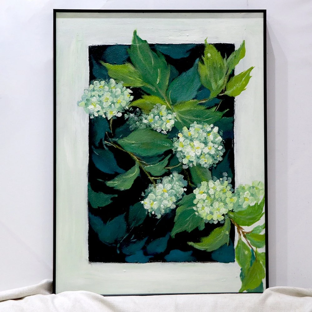 Hand-Painted Modern Impression Flower Oil Painting Black Frame Decorative Flowers