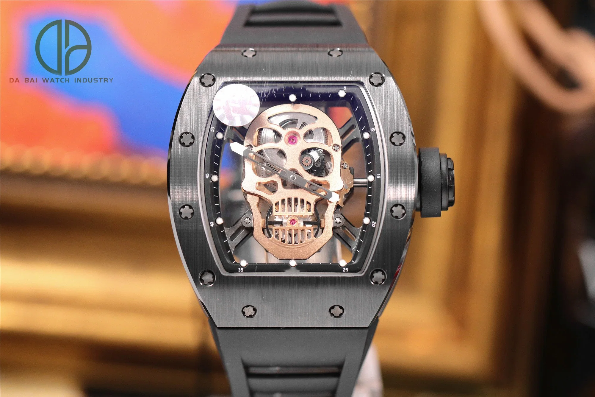 Luxury Watch Skull BBR ZF T+ Watch Black Ceramic Carbon Fiber Hollow Tourbillon Automatic Reloj mecánico para hombre Reloj de oro