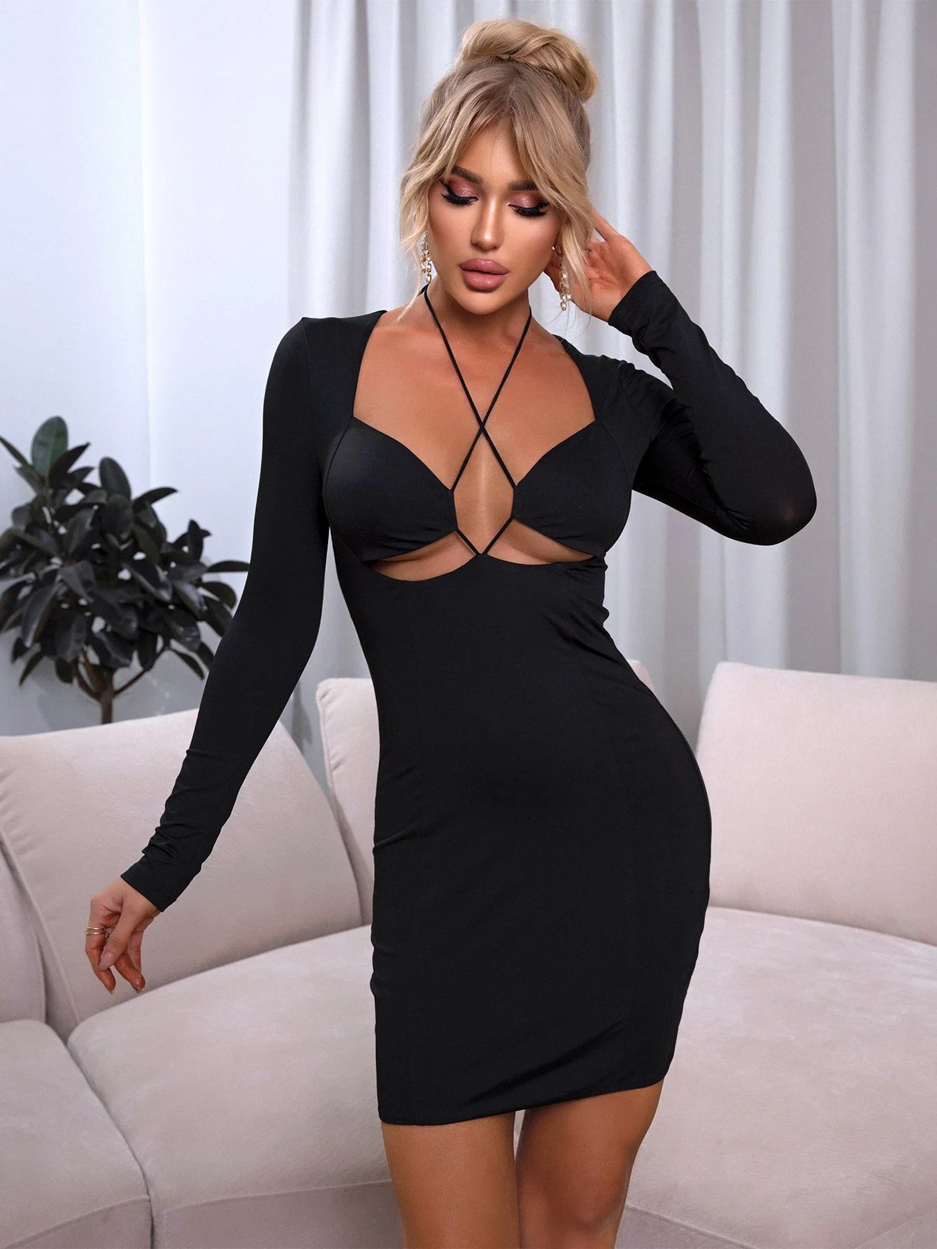 China Custom Manufacturer Wholesale/Supplier Fashion New Clothing Women's Casual Ladies Slim Sexy Black Fashion Dress