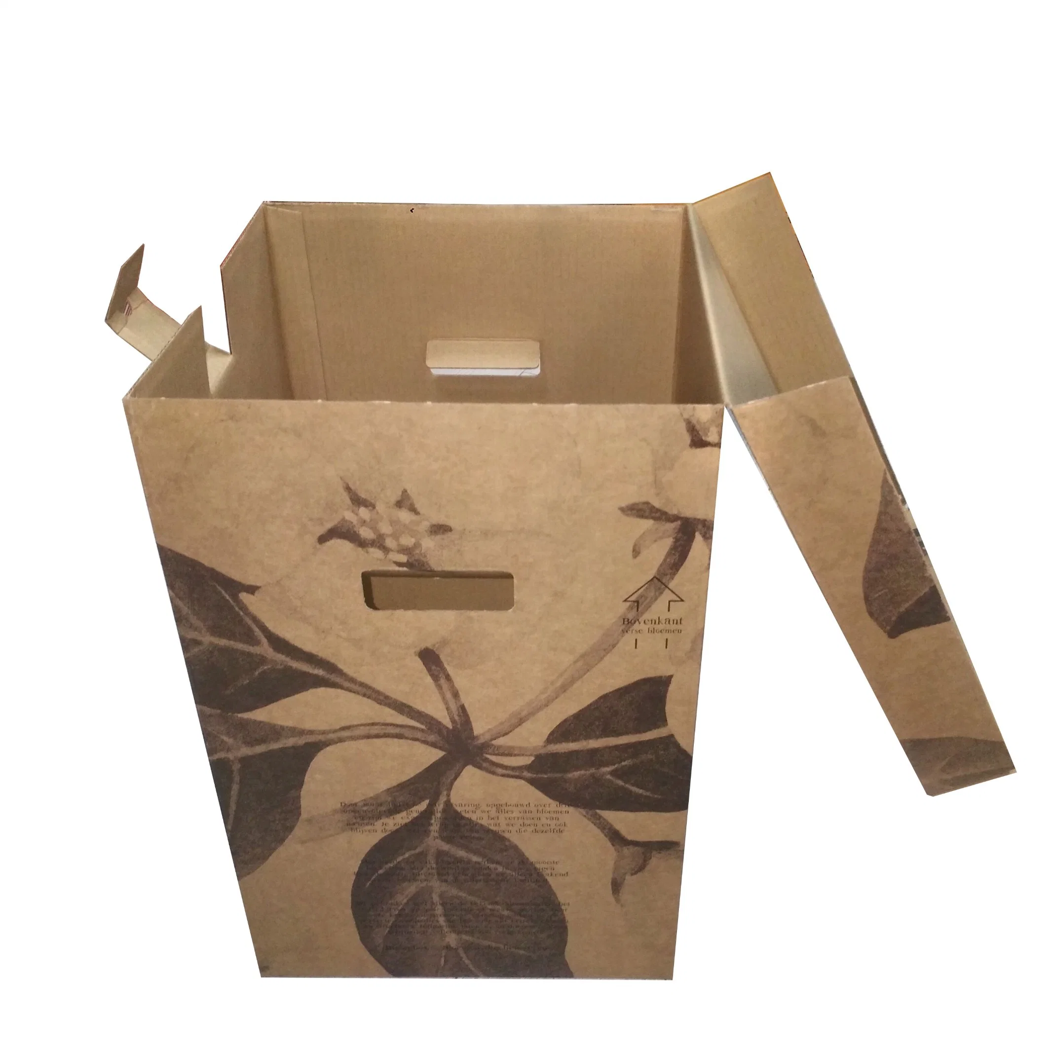 Huge Corrugated Kraft Paper Packing Box with Flower Decoration