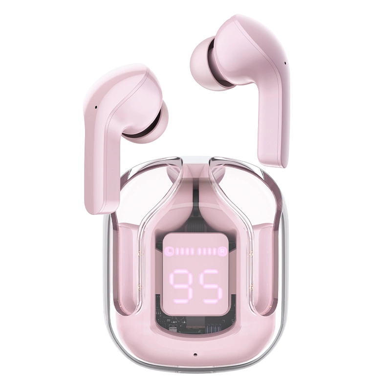 Acefast T6 Tws Wireless Bluetooth 5.2 fones de ouvido Earbuds in-ear música estéreo ligando Fone de ouvido com painéis translúcidos de estojo de carregamento - cor de rosa