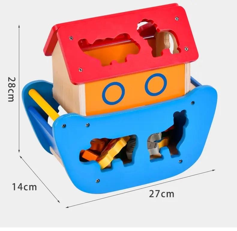 2023 New Kids Wooden Noah ′ S Ark Toys Children Education Brinquedos Jogos de correspondência de formas animais engraçadas