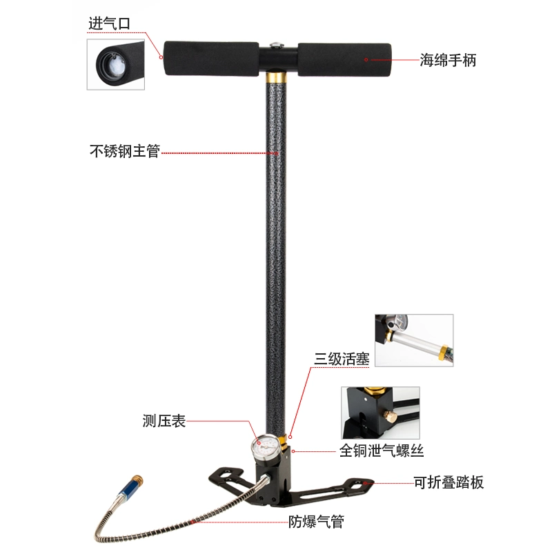 3 Nueva etapa de la bomba de aire de la PCP Paintball Pistola de aire de la bomba neumática manual 30MPa 4500psi 300bar con filtro Mini compresor Bomba Bomba pompa