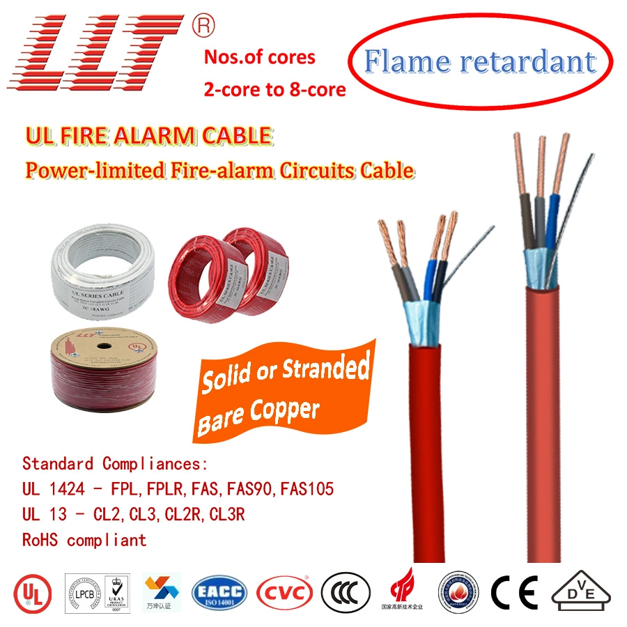 Blindado UL de 3 núcleos de alarma de incendios de 2,5 mm de cable Cable retardante de llama para sistemas de alarma de incendios Control de alarma de incendios