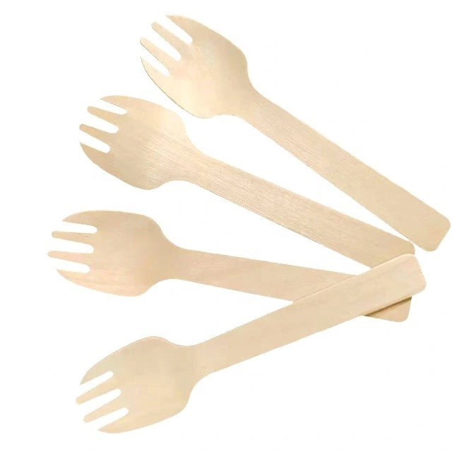 New Design Eco-Friendly Disposable Wooden Spork 140/160 mm Birch Wood Spork