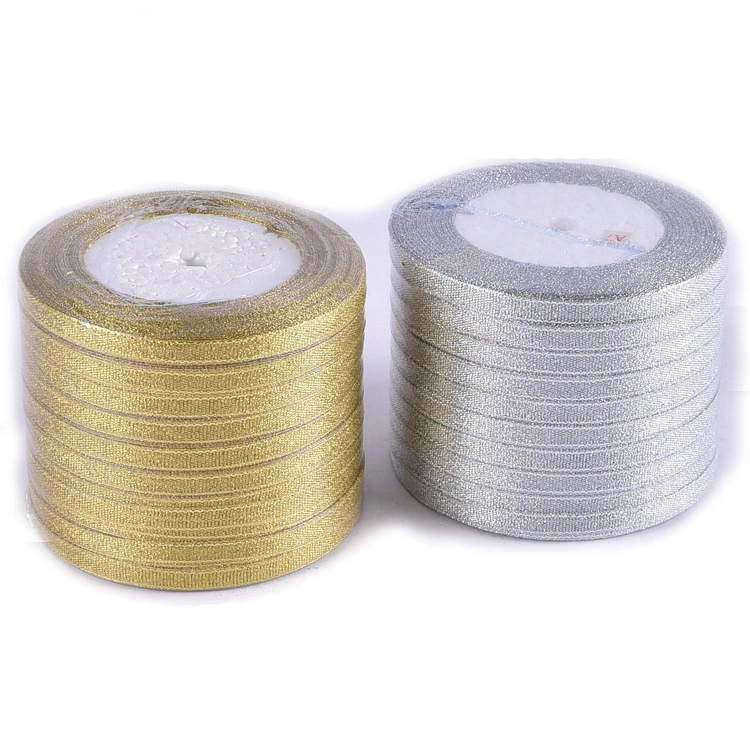 10 Rolls 1/4 Inch Width Metallic Glitter Ribbons for Holiday Wedding Birthday Party Decoration Gift Wrapping