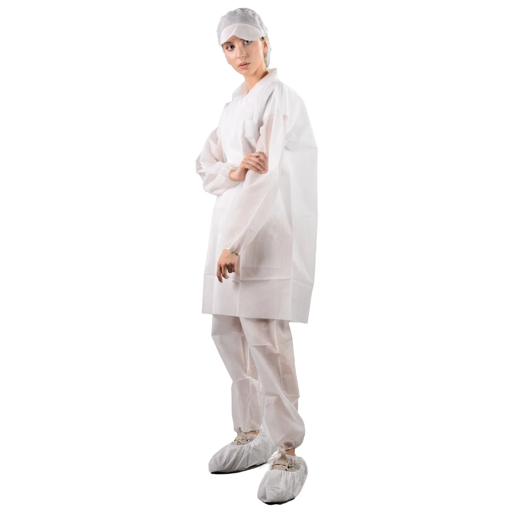 PP Lab Coat Disposable Hospital Laboratory Factory WorkWear Disposable WorkWear