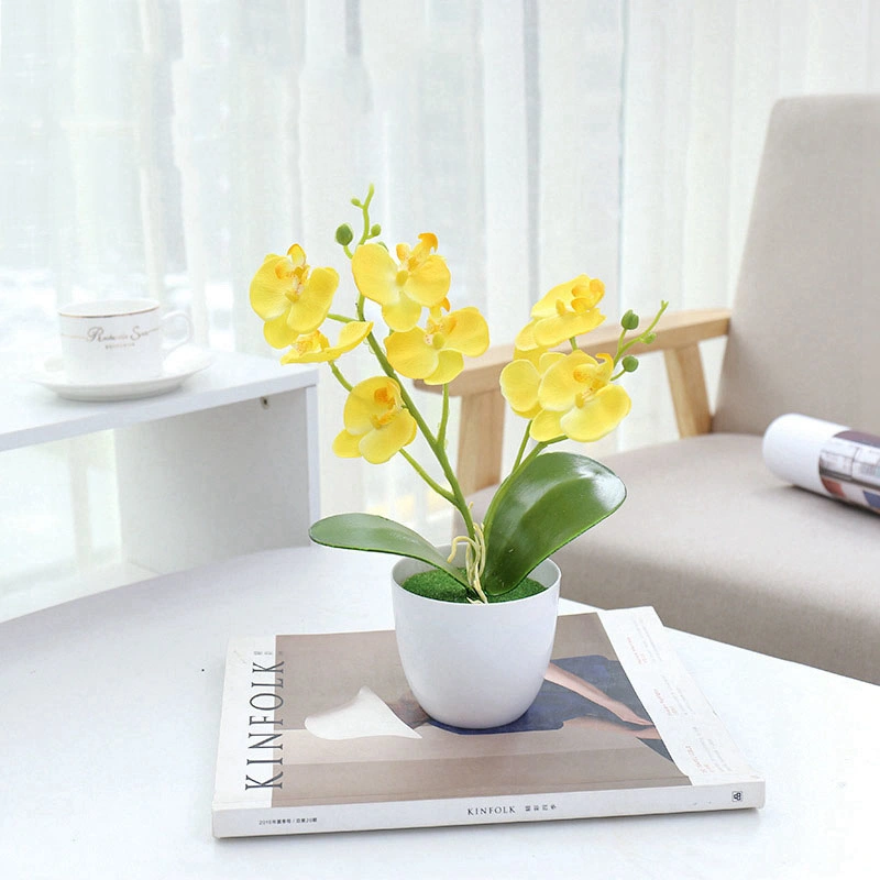 Direct Manufacture Cheap Artificial Butterfly Orchid Flower in Plastic Pot