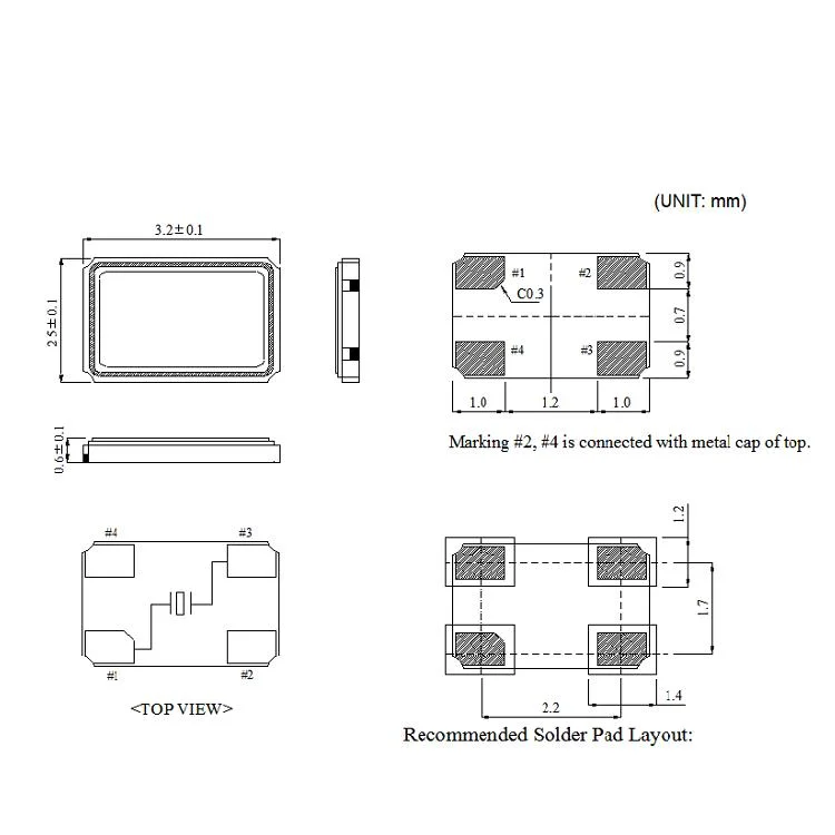 SMD3225 8.000MHz Quartz Crystal Resonator 4pads Seam Type