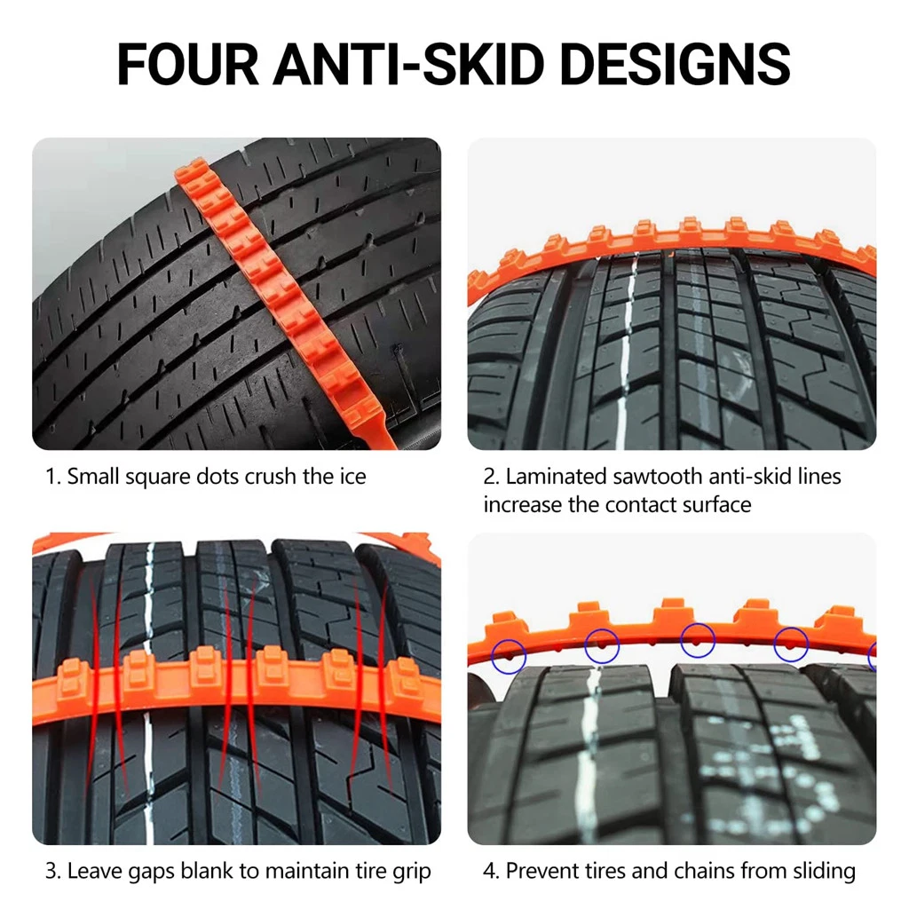 Snow Chains Pack of 10 Universal Snow Chains Reusable Snow Chains for Car Adjustable Non-Slip Tyre Chains Non-Slip Cable Ties for Ice Snow Mud Road