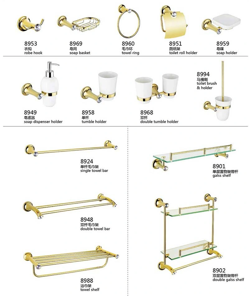 Wall Mounted Stainless Steel Bathroom Toilet Accessories Sets 8600A Series Toilets Accessories