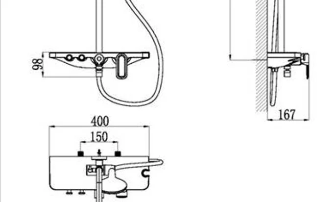 Easy Select Dusche Tablet Dusche Wasserhahn moderner Stil für exponierte Installation Renovierung Sanitärkeramik für 3 Funktionen E70310, Messing divergierenden drei-Wege-Ventil