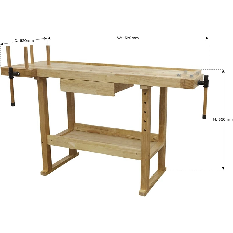 Tools & Hardware Stand Saw Horse Wooden Workbench with Drawer (H-WRB005-A)