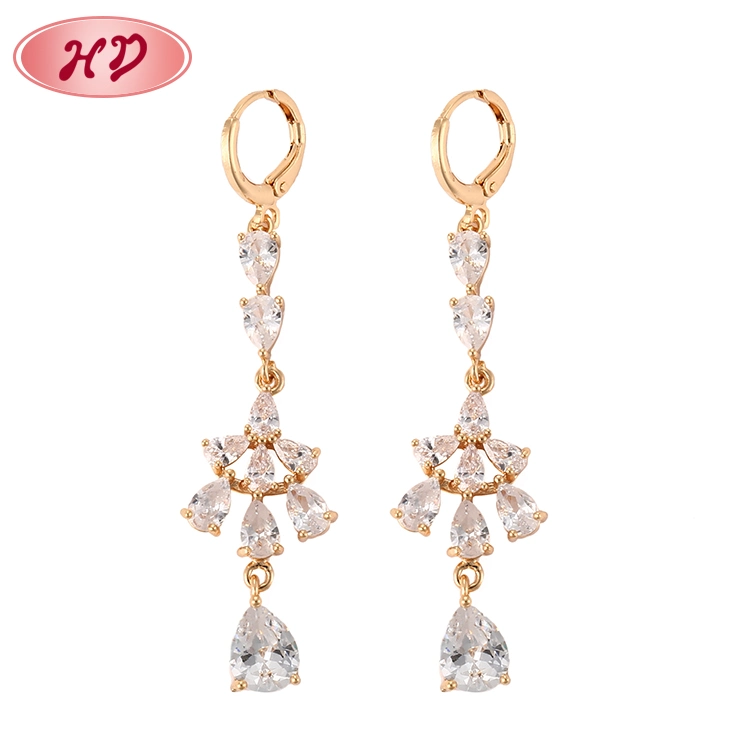 New Design Fashion Earring Gold Jewelry Rose Gold Color Plated Drop Earrings for Women