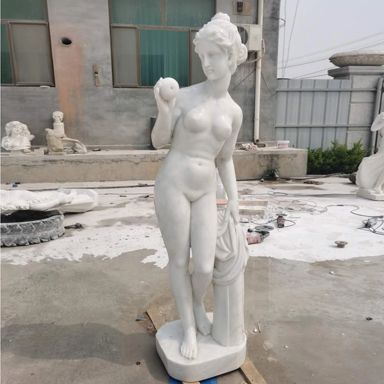 Hand Carved Polishing White Color Modern Statue Abstract Marble Sculpture for Garden