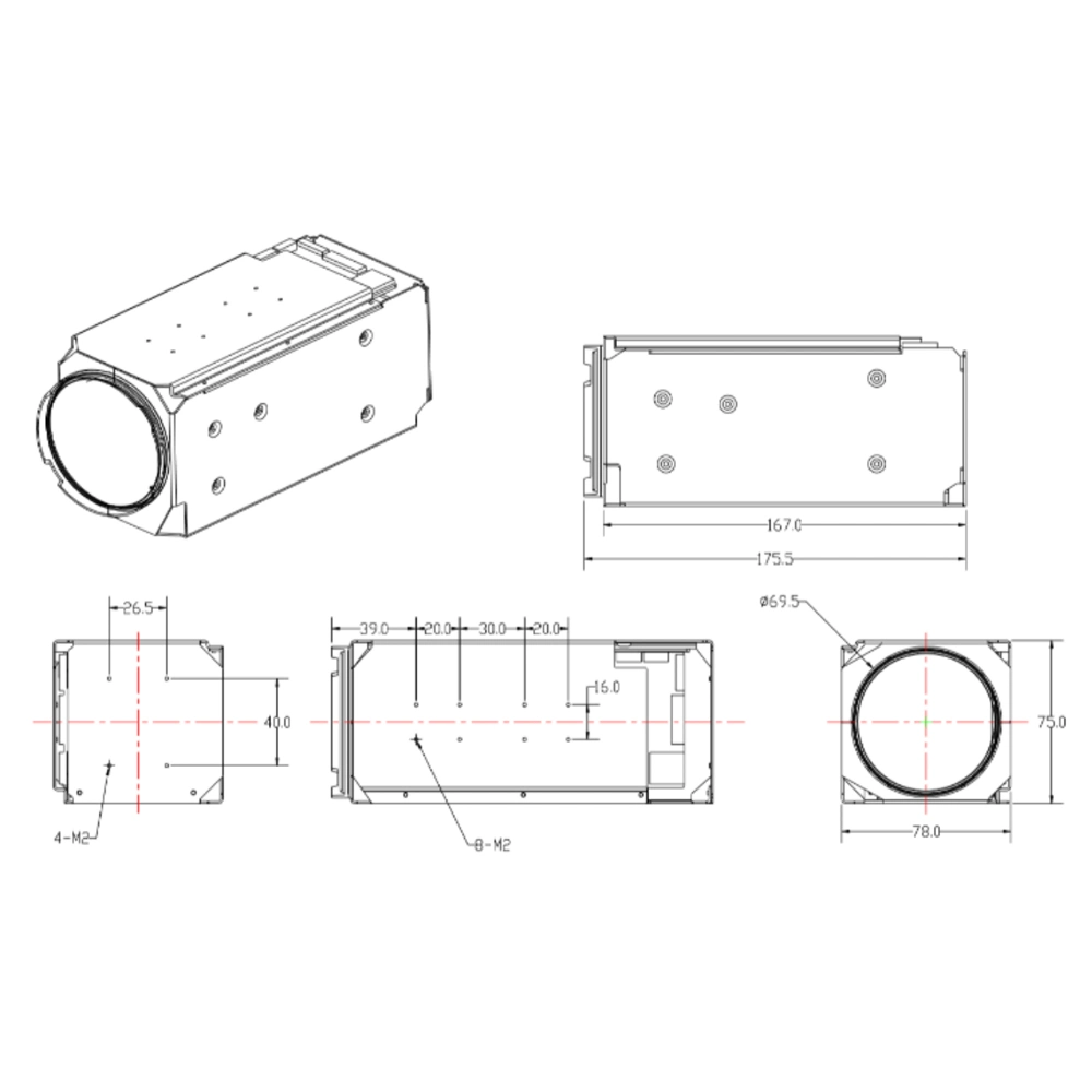 1/1.8''cmos Starlight 92X Long Range Network Zoom Block Camera