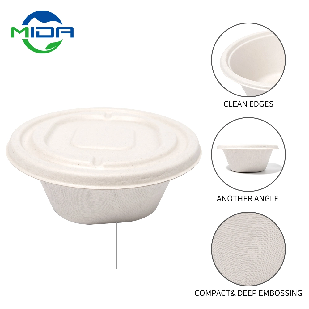 Biodegradable Disposable Bagasse Bow Bowll for Soup Packaging Noodle