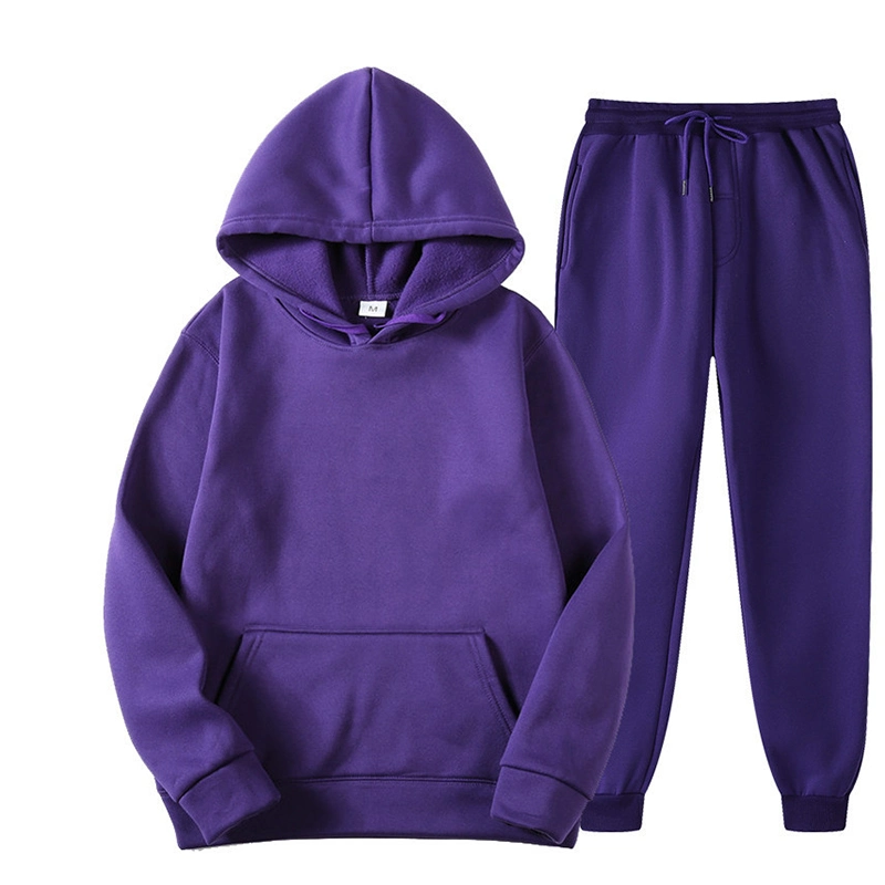 Custom 100% Cotton Sport Wear Hoodie Tracksuit Sweatsuit Sets Workout Suit