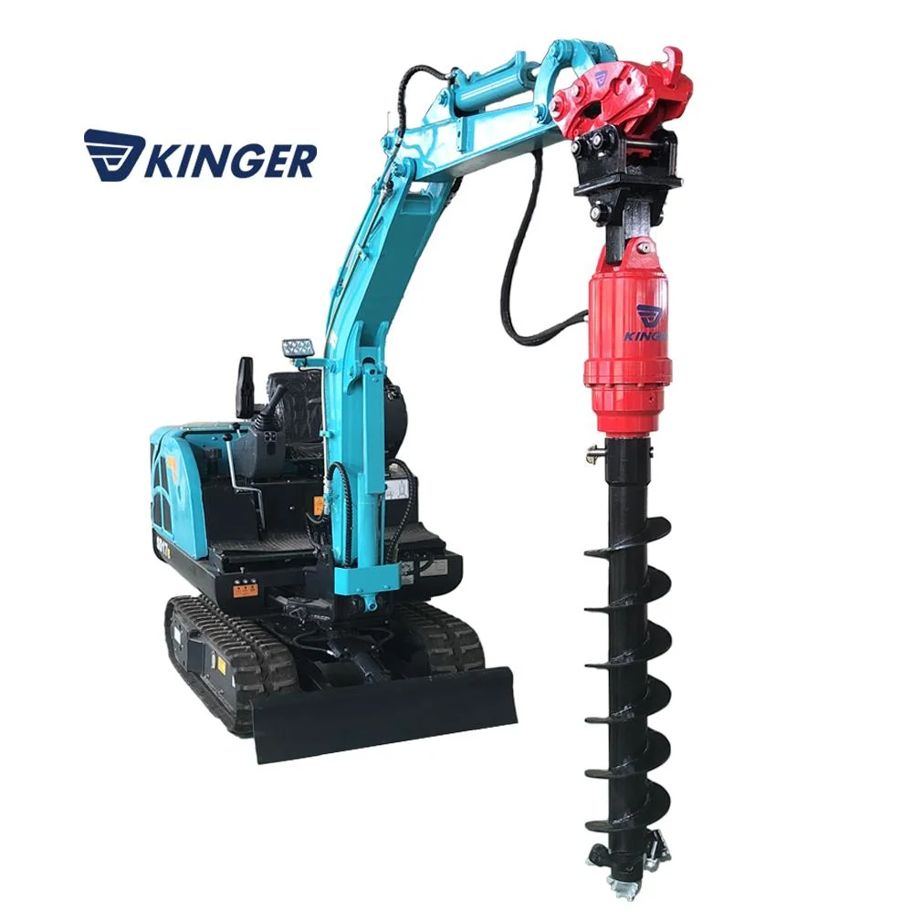 Kinger Farm Tools Screw Pile Skid Steer Loader Excavator and Loader Auger Torque Tractor Attach Portable Ground Drill