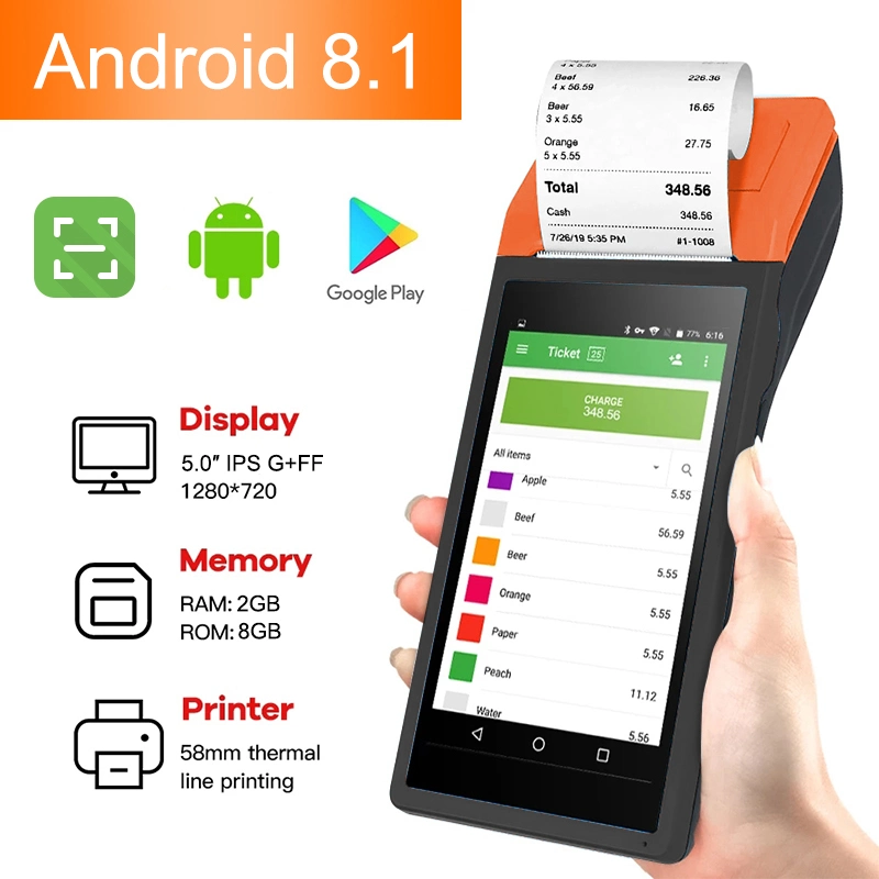 El pago Mobile Terminal Portátil POS/ POS Móvil Android Android POS mano táctil Terminal con la impresora térmica