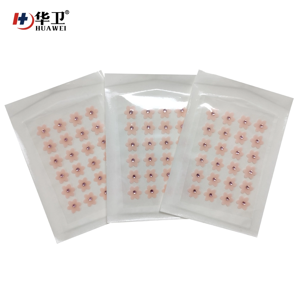 Flower Type Acne Patch with Diamond Hydrocolloid Adhsive Patches Pimple Blemish 24dots/Patch