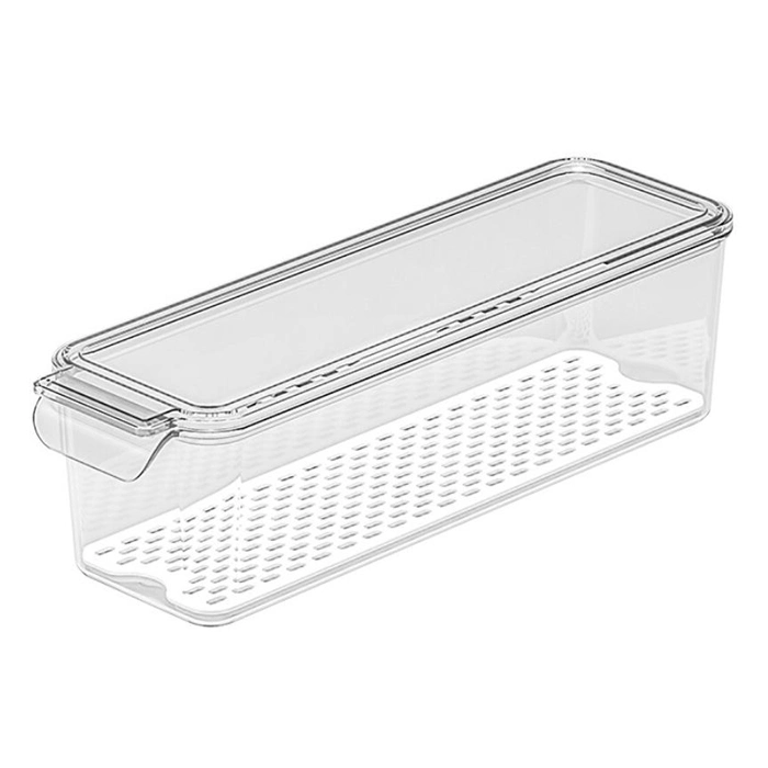 Recipiente de armazenamento de plástico Bins Organizador Pantry empilhável para congelador de cozinha Armários de bancada