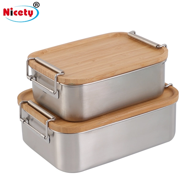 Exceptional Biodegradable Kitchenware Dinnerware Camping Sushi Burger Storage Bamboo Lid Bento Takeaway Lunch Box Stainless Steel Food Containers with Buckles