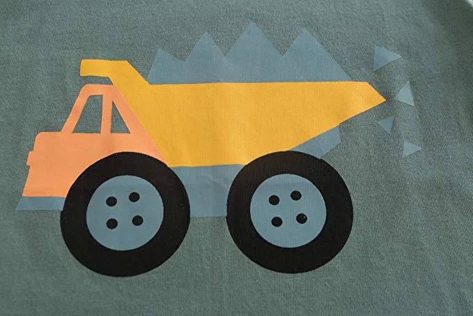 Peça de vestuário para bebé de algodão de manga longa camisetas Monster Truck Camisa do vestuário de crianças