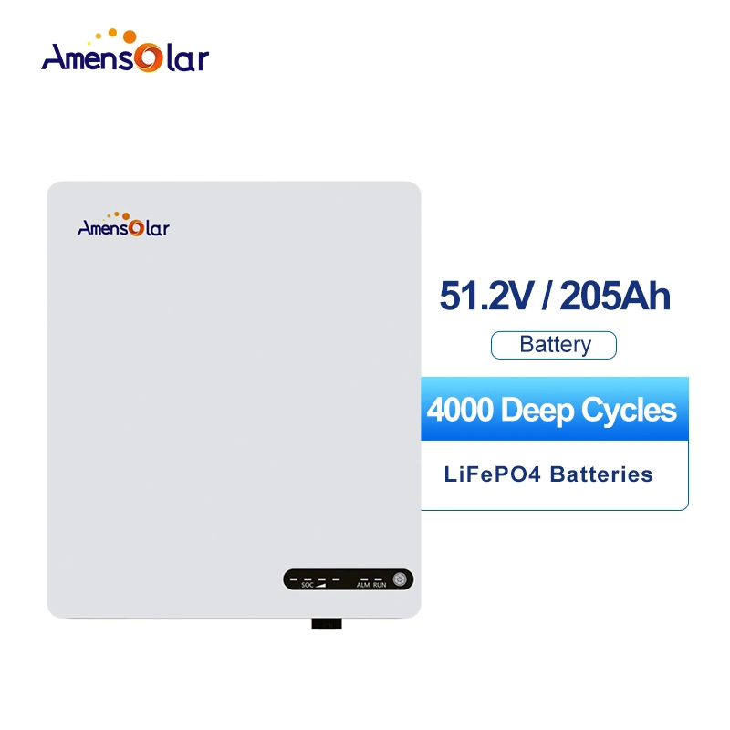 جهاز Amensolar متعدد الحماية نظام تخزين الطاقة المنزلي المثبت على الحائط FePO4 حزمة بطارية تخزين الطاقة