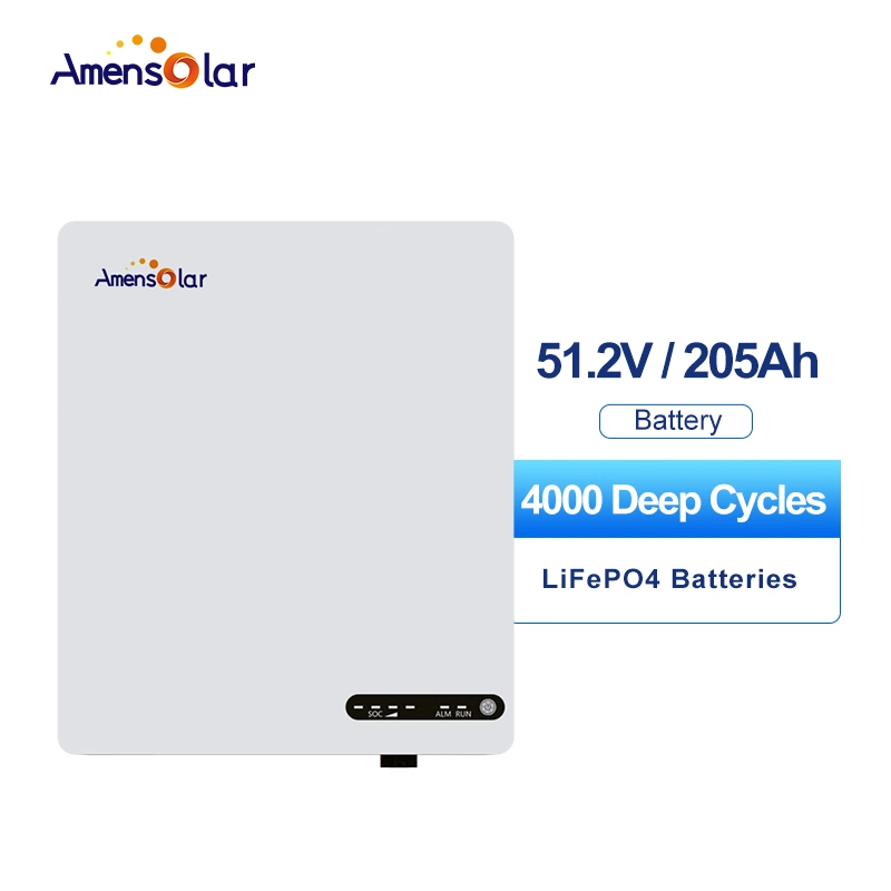 Sistema de almacenamiento de energía doméstica de montaje en pared Amensolar Multi Protection LiFePO4 Batería de almacenamiento de energía