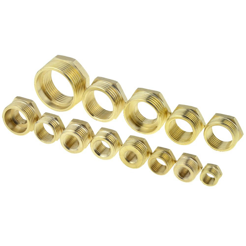 Brass Hex Bushing Reducer Pipe Fitting 1/8 1/4 3/8 1/2 3/4 F to M Threaded Reducing Copper Water Gas Adapter Coupler Connector