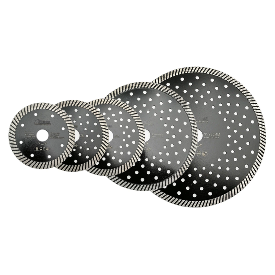 Herramientas eléctricas de hoja de sierra circular turbo de 9"-4" de diamante prensado en caliente Con múltiples agujeros