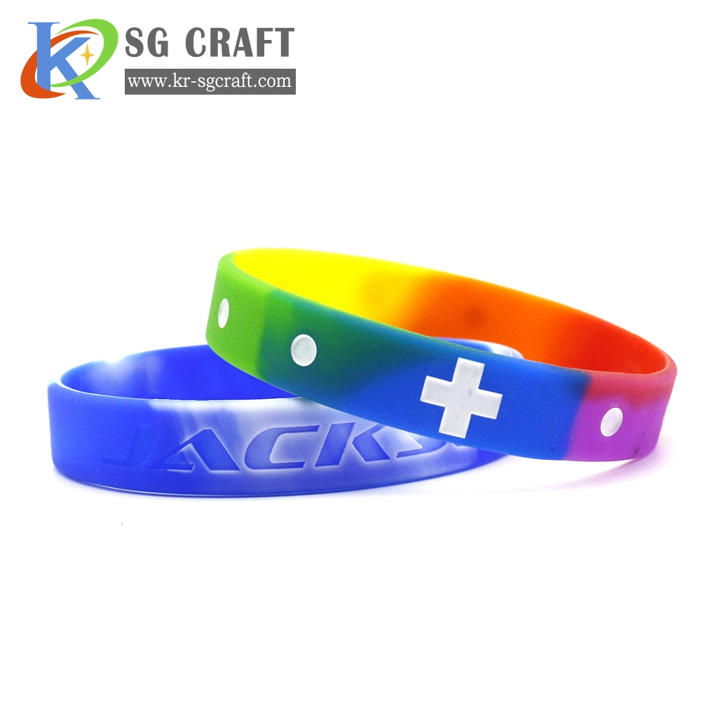 Custom Rubber Silk Screen Printed Silicone Slap Smart Bracelet Customized Sport Colorful Company Debossed Silicon Wristband for Promotional Gift