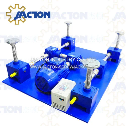 Multiple Screw Jacks Can Be Combined Into a Lifting System. Powered by a Geared Motor, The Jacks Are Connected in an H Configuration by Couplings, Bevel Gears.