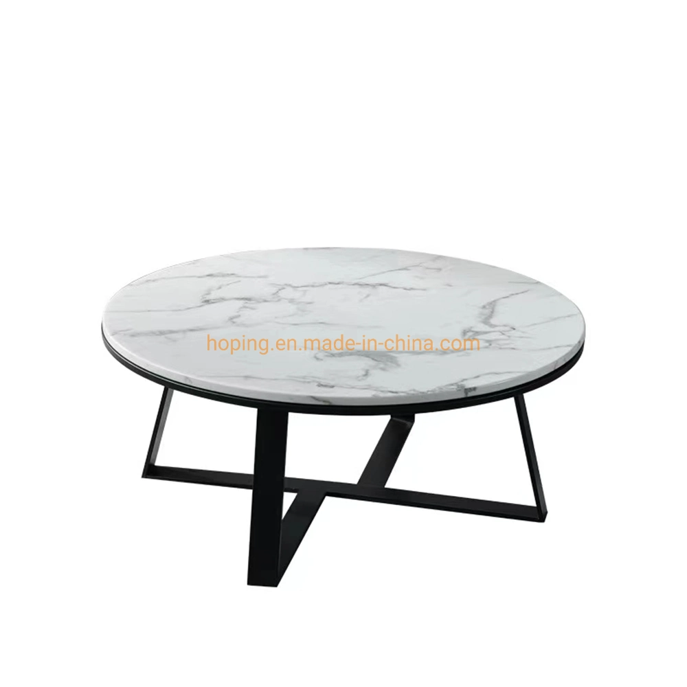 Rounded Rectangular Slate Top Side Table Coffee Table Corner Table with C Shape Carbon Steel Foot Living Room Furniture Hotel Furniture