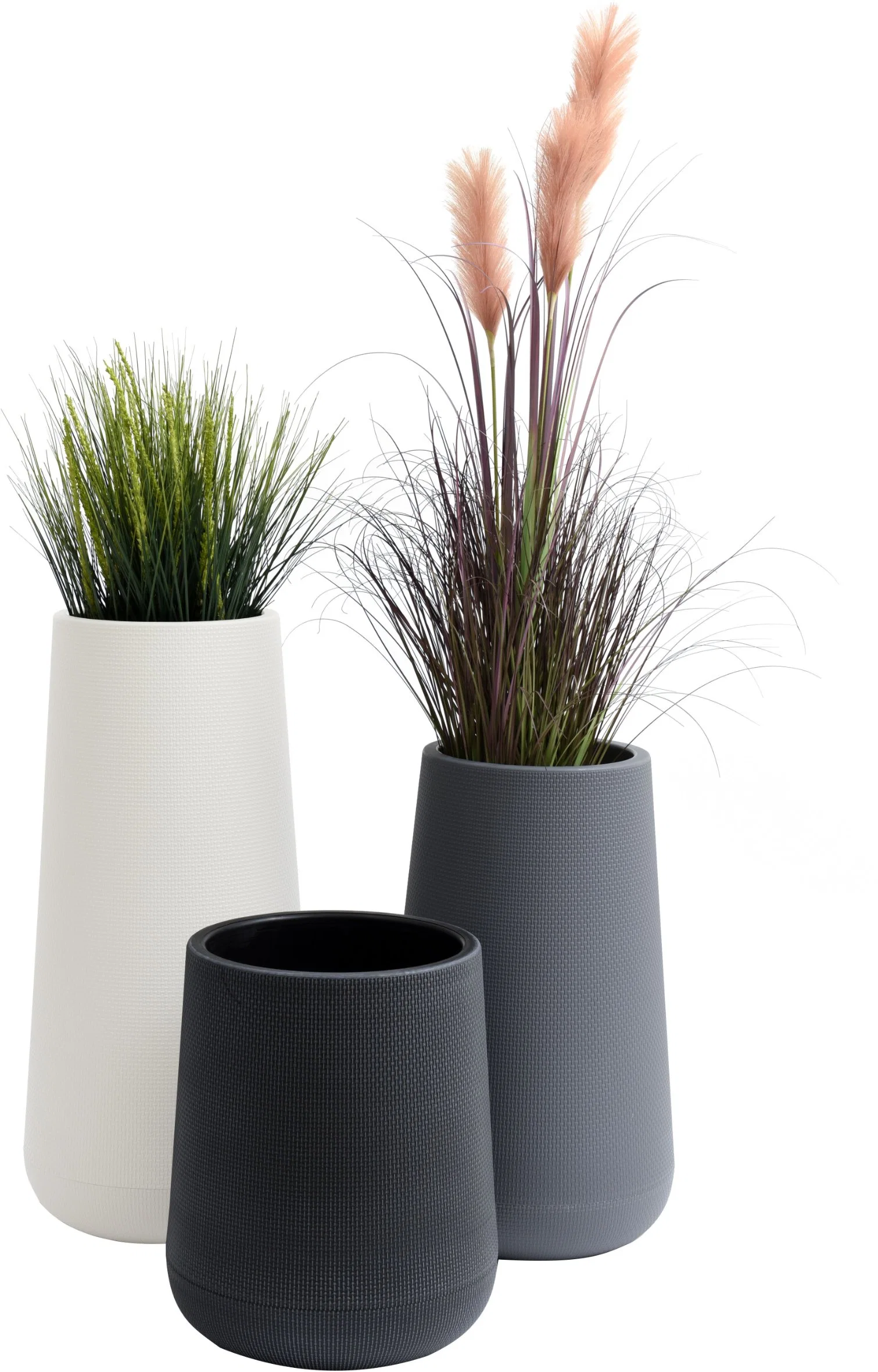 Pot de fleurs en plastique décoratif en rotin (KD9975-KD9977)