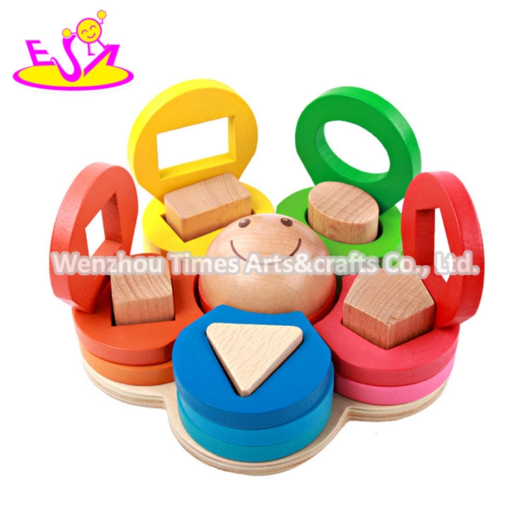 New Hottest Colorful Pattern Printed Wooden Stacking Blocks Game for Babies W13D159