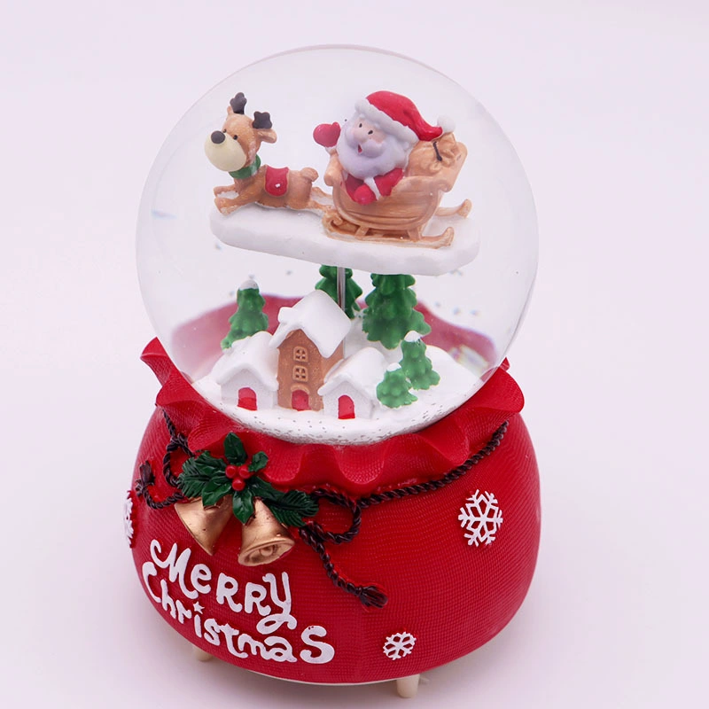 Santa Claus Caja de Música de bola de cristal giratoria brillante regalo de Navidad