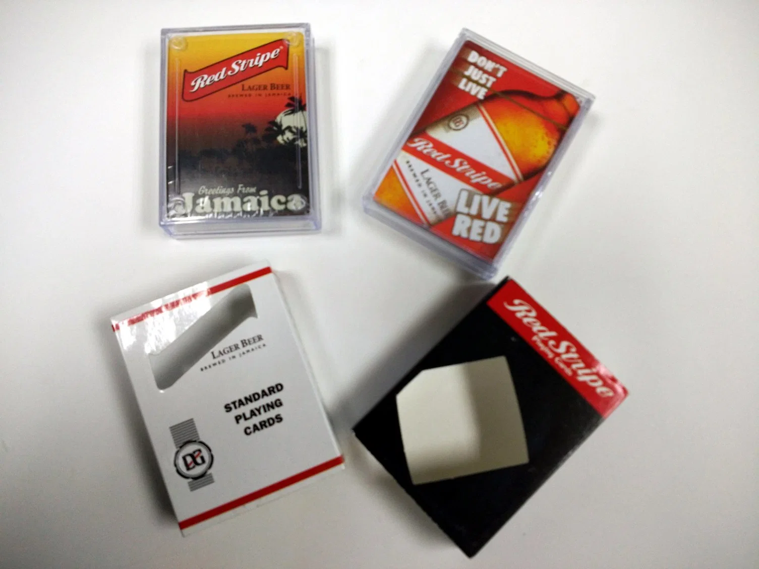 Red Stripe Lager Beer Poker Playing Cards in Plastic Case