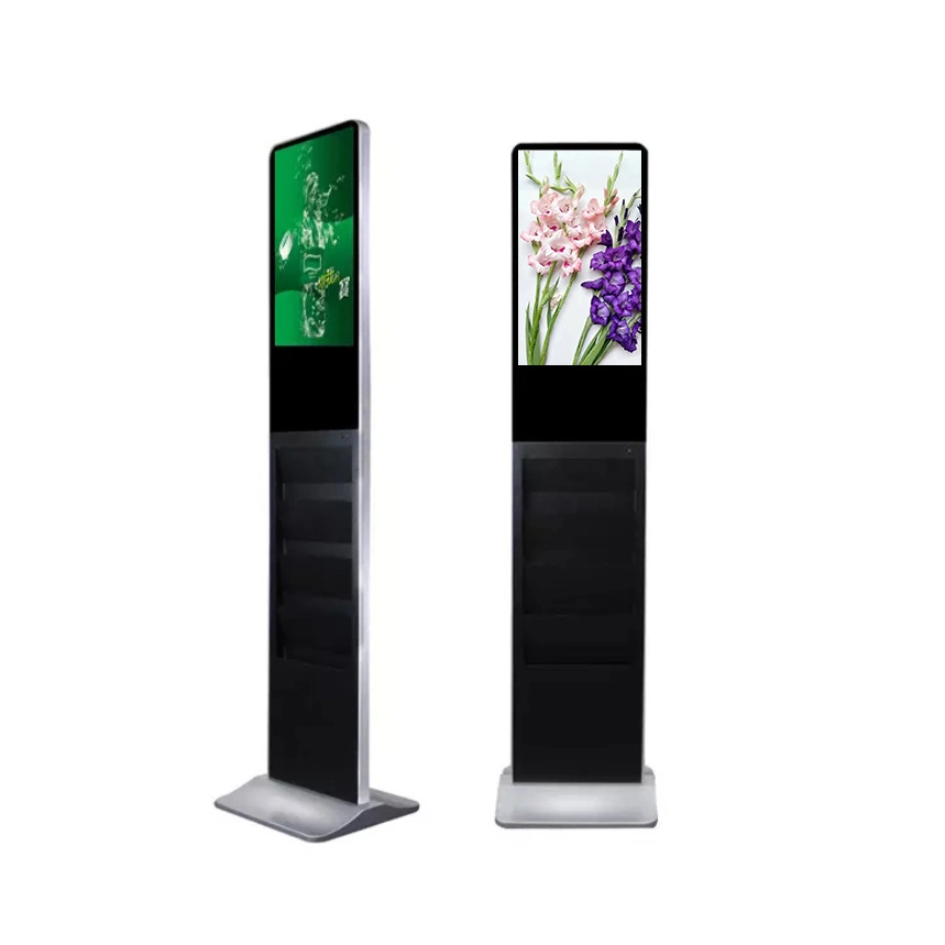 Custom 21.5 Inch Floor Standing Digital Signage with Brochure Holder