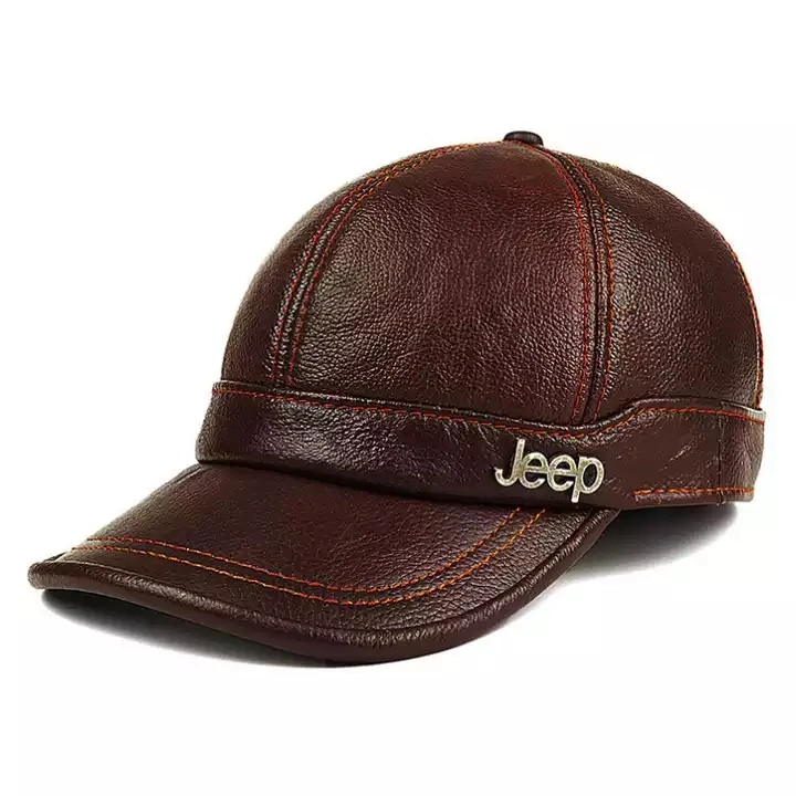 H600 All-Match Leather Hat Jeune étudiant extérieur décontracté cow-hide Chapeaux Casquette de baseball pour adulte en cuir véritable