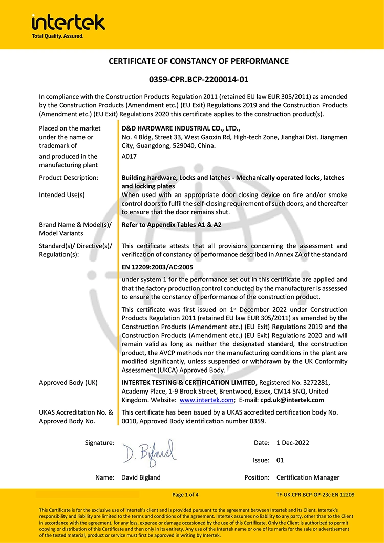 Verrou de poignée en acier inoxydable ce homologué pour le feu européen Serrure à guillotine en métal, serrure à pêne dormant, porte de cylindre commercial interne haute sécurité Verrouiller la serrure avant en treillis