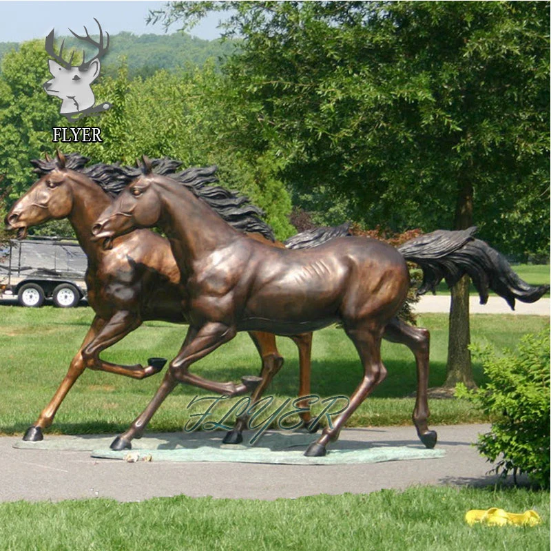 Outdoor Garden Decoration Bronze Black Roaring Jumping Horse Statue