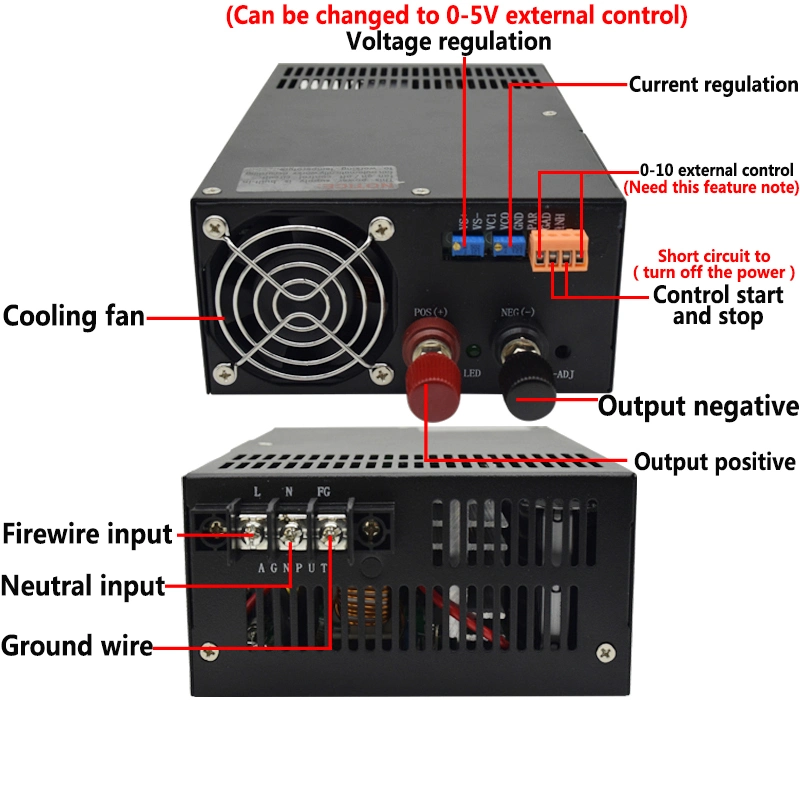 La tensión de alimentación DC de salida de alimentación de conmutación ajustable de 24V DC50A 36V33A 48V25Control externo de una fuente de alimentación. CE ROHS