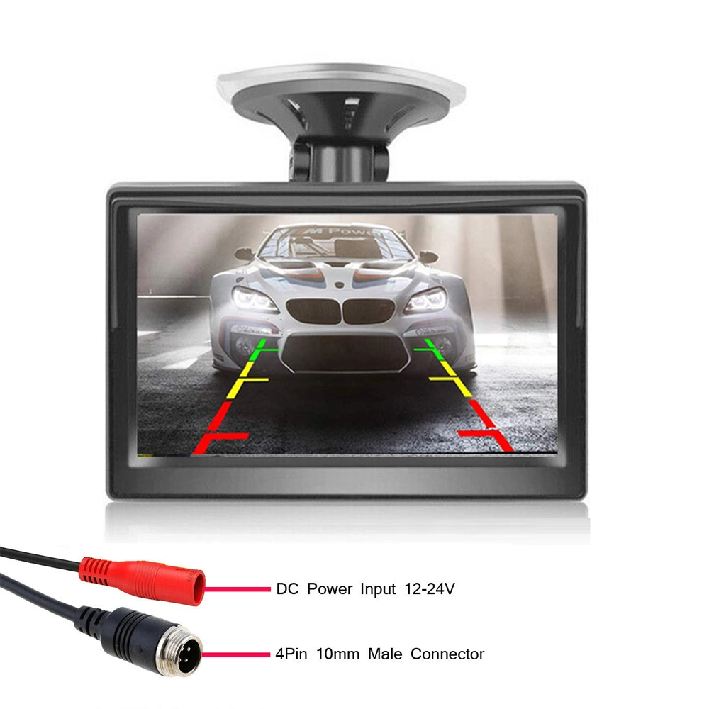 5" TFT LCD Car Monitor with DC Connector 4pin Aviation Connector 12-24V for Car Truck