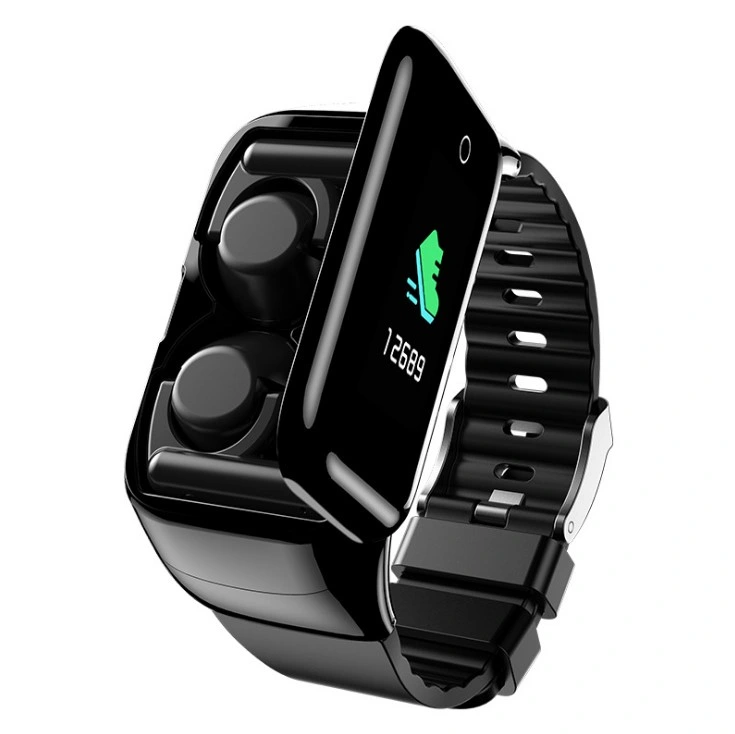 Smart Pulseira com fones de ouvido Bluetooth Monitor de Ritmo Cardíaco Smartwatch