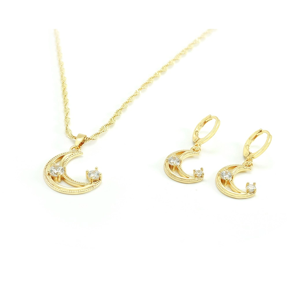 New Moon Necklace Earring Set Romantic Gold Plated Jewelry Sets for Women