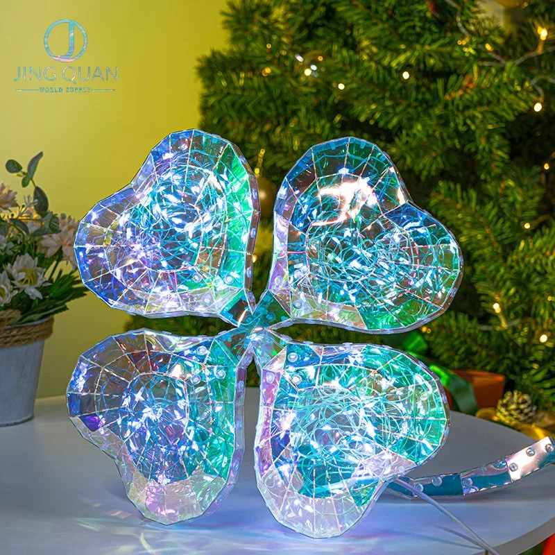 Trébol de cuatro hojas Colorful LED Light Regalos 3D Color Motif Iluminación Lucking boda decoración fiesta