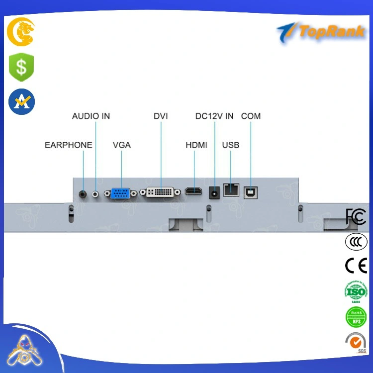 PRIX D'USINE VGA DVI USB RS232 21.5'' 22'' USB LCD Moniteur tactile à cadre ouvert industriel pour jeu de compétences